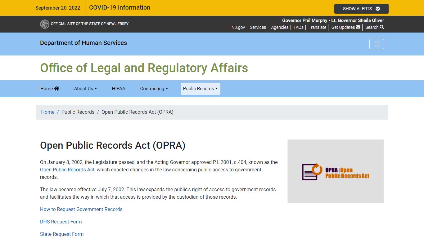 Open Public Records Act (OPRA) - Government of New Jersey