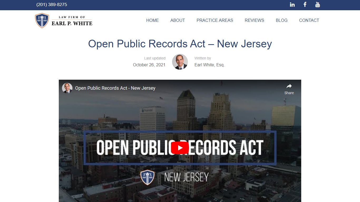 Open Public Records Act - New Jersey - Law Firm of Earl P. White